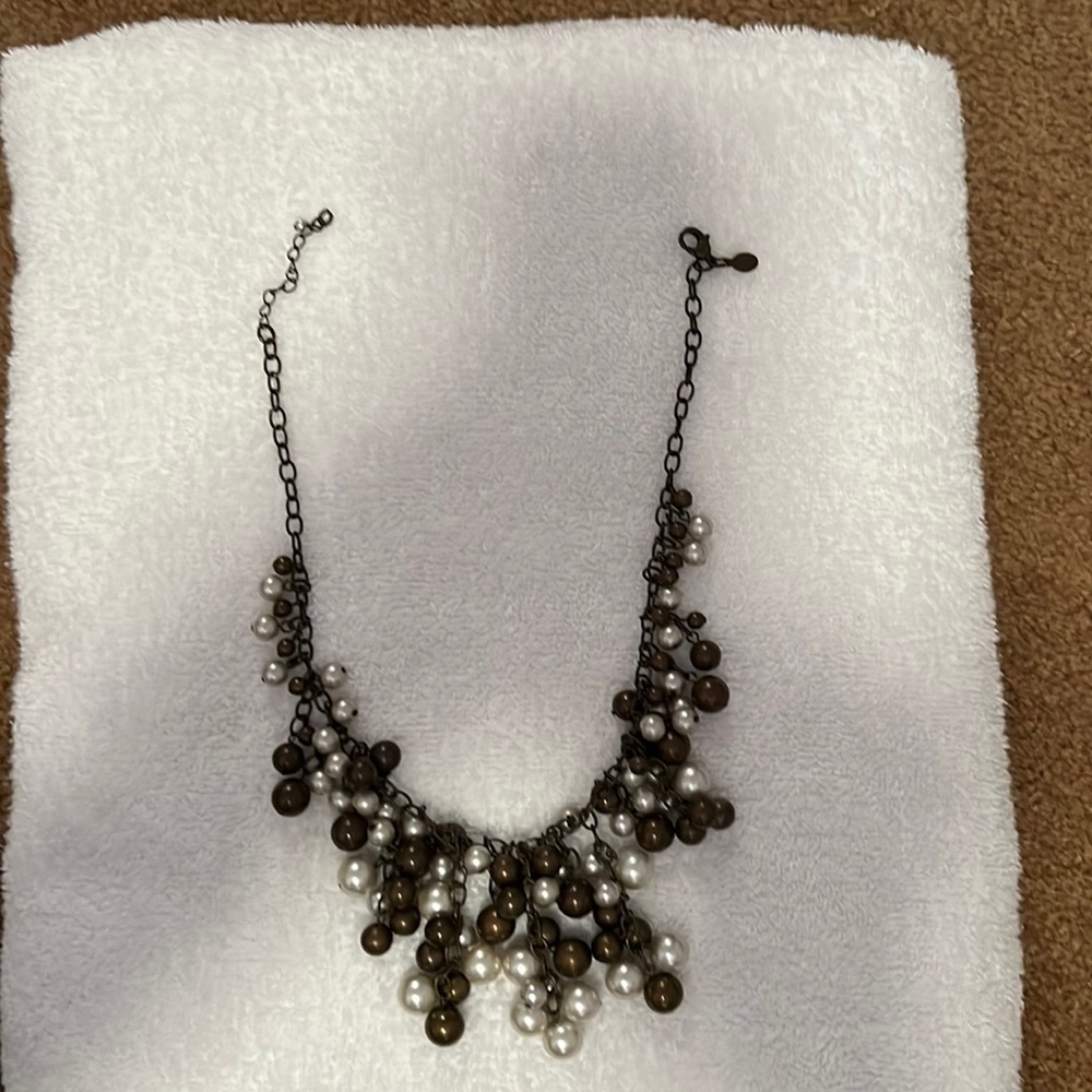 Express Bronze and White Pearl Necklace